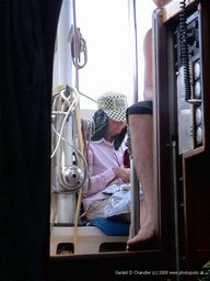Jan fighting boredom, seasickness, and sunburn