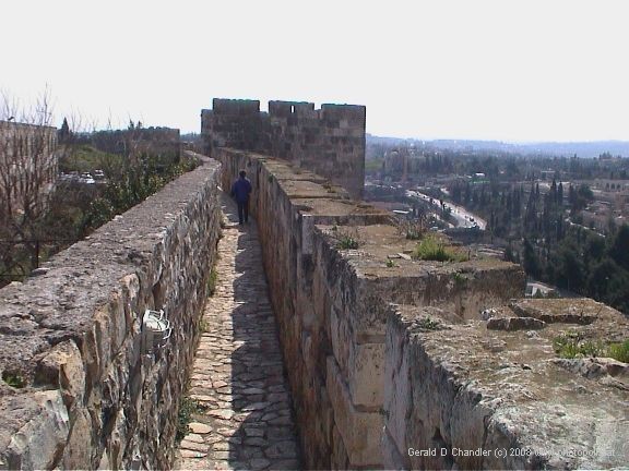 Atop city wall south of Jaffa Gate
