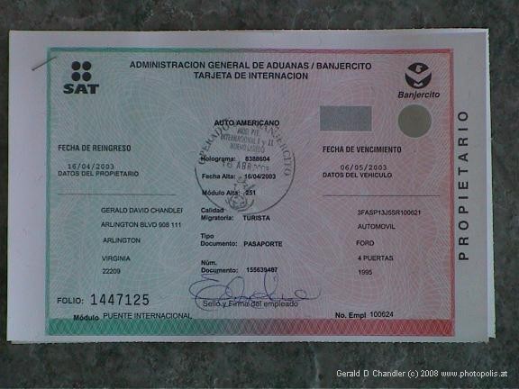 Temporary Import Permit